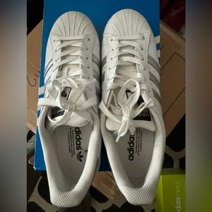 White and Grey Classic Addidas Shell Toe Sneakers